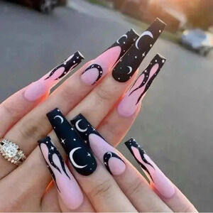 Night Sky Star and Moon Design Press On Nails